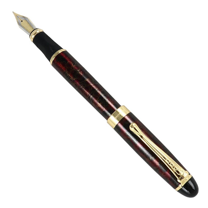 JINHAO قلم حبر جينهوا بمشبك ذهبي وشفرة متوسطة X450 مع علبة (أحمر فاخر وذهبي) - Image 4